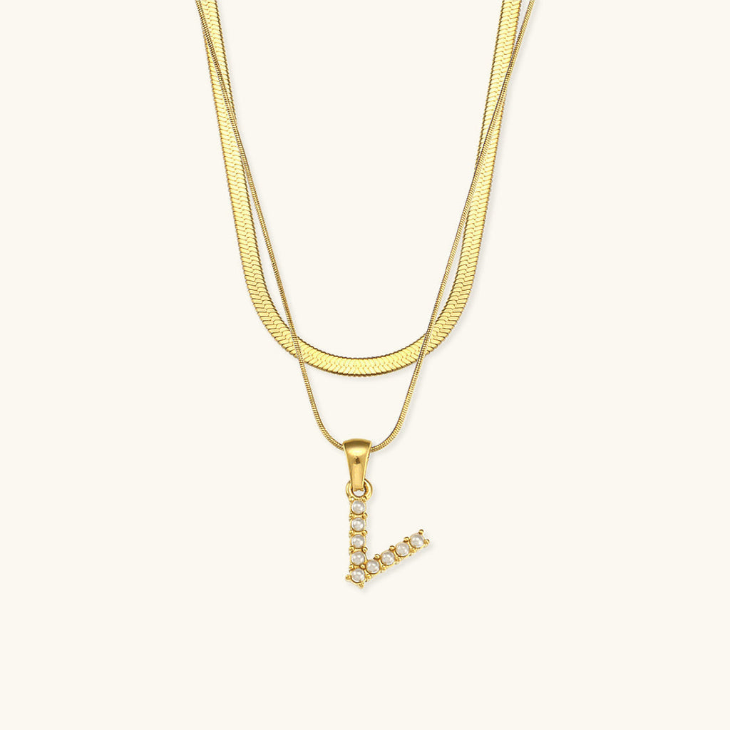Opal Charm - LayeRed Gold Initial Necklace