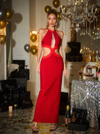 Halterneck Cutout Bandage Dress