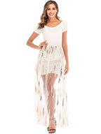 Velvet Sequins Sheer Block Party Dress