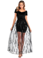 Velvet Sequins Sheer Block Party Dress