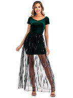 Velvet Sequins Sheer Block Party Dress