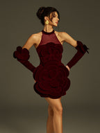 Flower Velvet Mini Dress