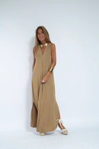 Nicole Minimalist Long Dress with V Neck Premium Wardrobe Essential