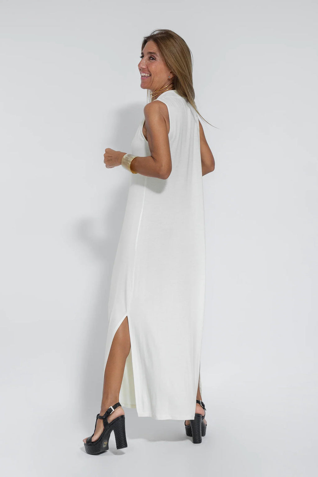 Nicole Minimalist Long Dress with V Neck Premium Wardrobe Essential