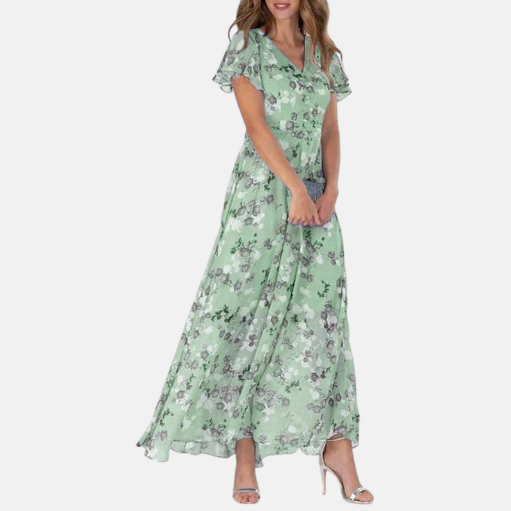 María Effortless Eugenia Floral Print Dress Elevated Occasion Wear