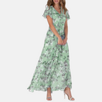 María Effortless Eugenia Floral Print Dress Elevated Occasion Wear