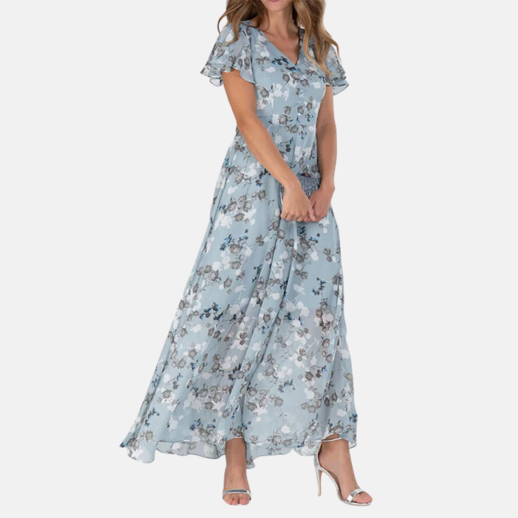 María Effortless Eugenia Floral Print Dress Elevated Occasion Wear