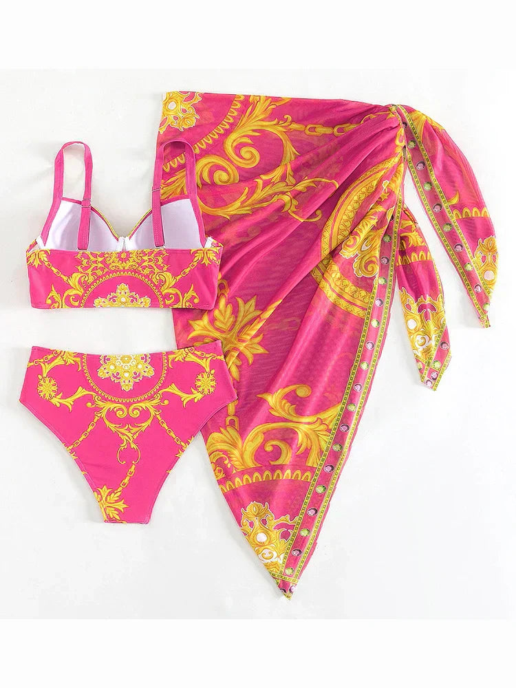 Eva Aesthetic Bohemian Push Up Bathing Dress with Cover Designer Edit