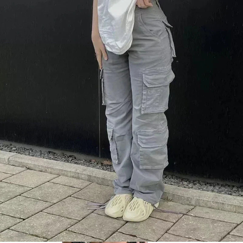 Hip Hop Mom Street Wide Leg Y2K Multiple Pockets Jeans