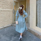 Vintage Balloon Sleeve Maxi Dress