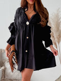 DressBetty - Vintage Petal Sleeve Women Spring Solid Dress
