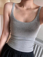 Black Sleeveless Cotton Vest for Women