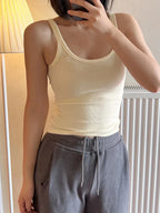 Black Sleeveless Cotton Vest for Women