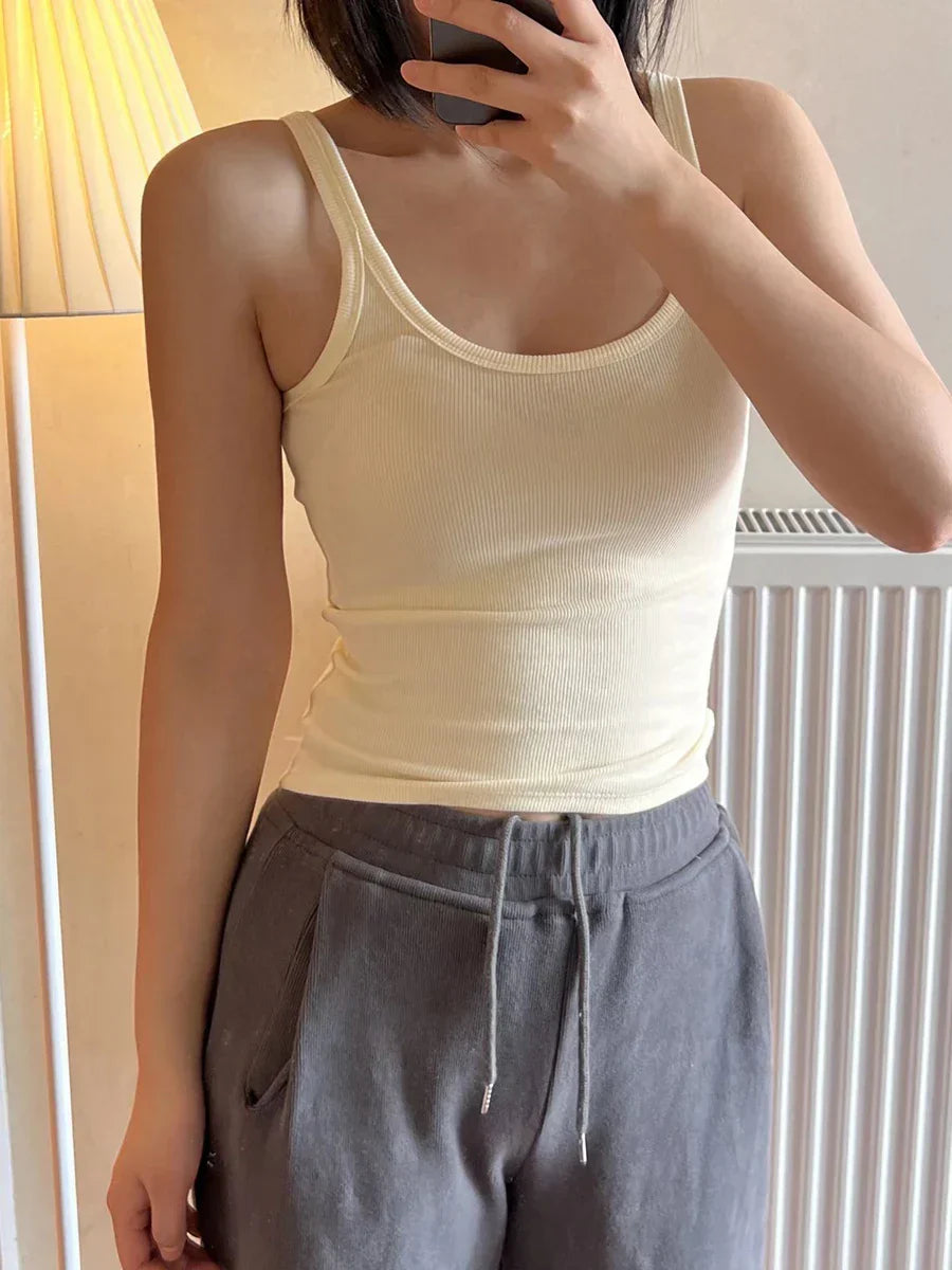Black Sleeveless Cotton Vest for Women