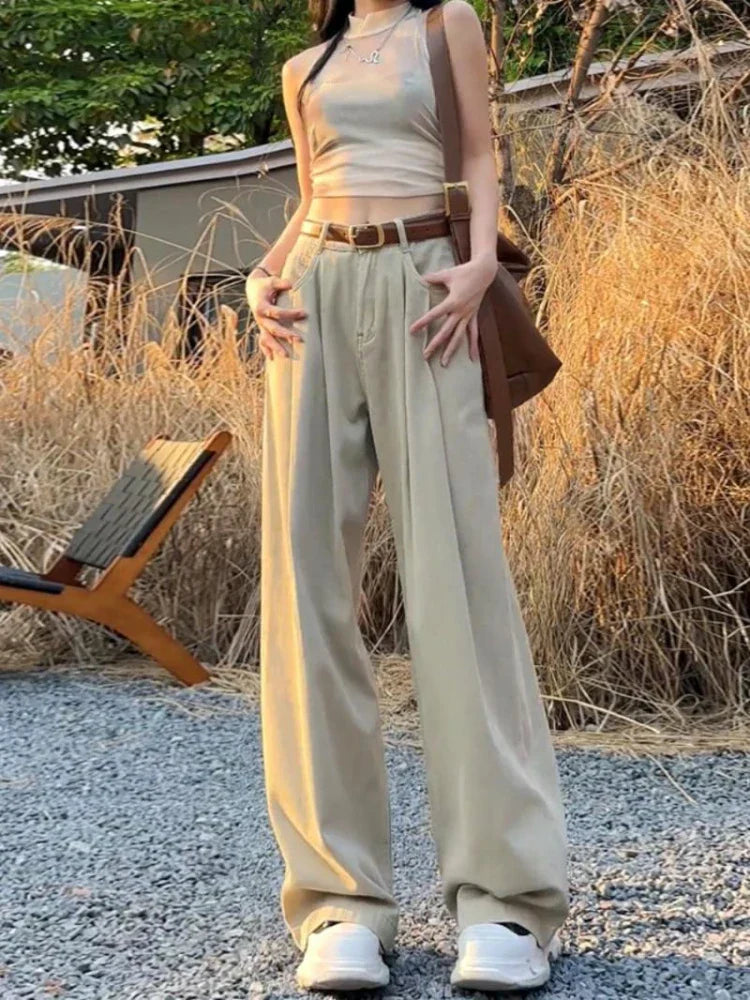 Korean Casual Streetwear Straight Pants for Autumn Winter