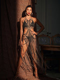 Halterneck Fringe Body Chain Dress
