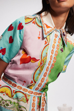 Antonella Exclusive Short Sleeved Maxi Dress with Poker Print Designer Edit