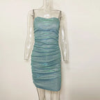 Elegant Diamond Glitter Sparkle Spaghetti Strap Bodycon Dress