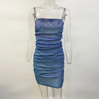 Elegant Diamond Glitter Sparkle Spaghetti Strap Bodycon Dress