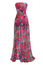 Pam Printed Strapless Slit Maxi Dress