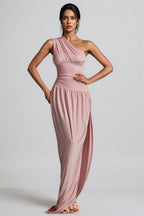 Ildrak One Shoulder Ruched Maxi Dress