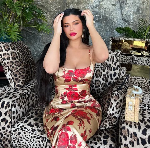 Alana Elevated Long Bodycon Dress with Rose Print Premium Wardrobe Essential