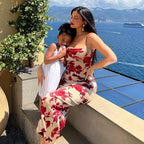 Alejandra Statement Long Bodycon Dress with Rose Print Boutique Collection