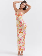 Lucy Floral Satin Maxi Dress