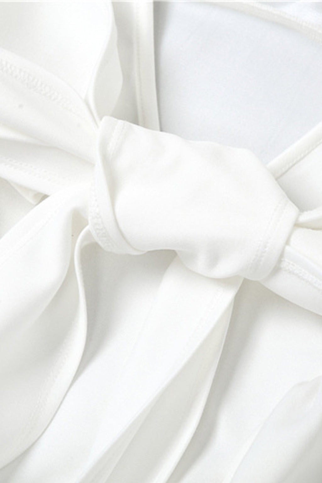 White Backless Tie-back Ruched Dress