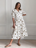 Isolda Summery Midi Dress with a V-neck for Women Casual Daywear