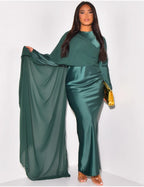 Elegant Solid Color Round Neck High Waist Swing Red Party Dress