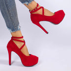 CrossTied Pumps Ankle Strap Wedding Platform Dress Party High Heel