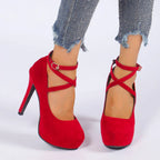 CrossTied Pumps Ankle Strap Wedding Platform Dress Party High Heel