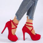 CrossTied Pumps Ankle Strap Wedding Platform Dress Party High Heel