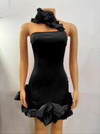 Elegant A-Line Backless One-Shoulder Red Party Dress