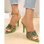 Bling Sequins Pointed Toe Thin Heeled SlipOn Femme Party Korean High Heel