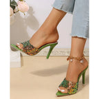 Bling Sequins Pointed Toe Thin Heeled SlipOn Femme Party Korean High Heel