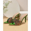 Bling Sequins Pointed Toe Thin Heeled SlipOn Femme Party Korean High Heel