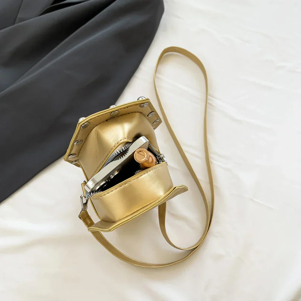 Creative PU Coffin Shape Embroidery Underarm Phone Office Travel Bag