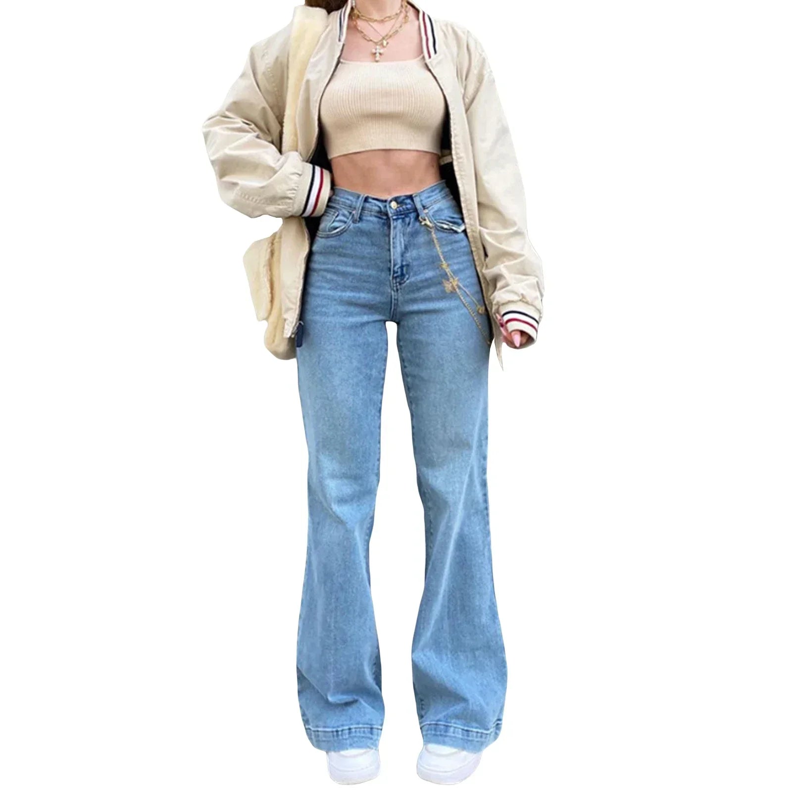 High Waist Bell Bottom Stretchy Denim Flared Women's Jeans