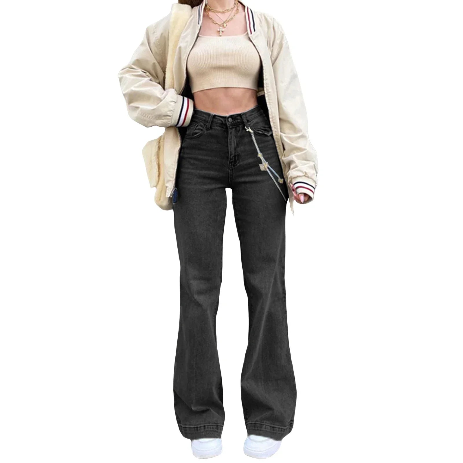 High Waist Bell Bottom Stretchy Denim Flared Women's Jeans