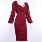 DressBetty - Women In Stock Fashion Sexy V Neck Summer Long Sleeve Dresses