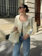 Elegant Singlebreasted Short Fashion Uneck Long Sleeve Solid Slim Coat