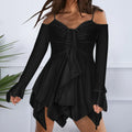 Elegant V TieUp Summer Casual Short Sleeve Sling Party Sexy Off The Shoulder Mini Dress