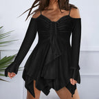 Elegant V TieUp Summer Casual Short Sleeve Sling Party Sexy Off The Shoulder Mini Dress