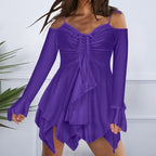Elegant V TieUp Summer Casual Short Sleeve Sling Party Sexy Off The Shoulder Mini Dress