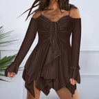 Elegant V TieUp Summer Casual Short Sleeve Sling Party Sexy Off The Shoulder Mini Dress