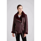Fall Winter New Fur Integrated Thermal Faux Longsleeved Padded Warm Chic Jacket