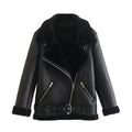 Fall Winter New Fur Integrated Thermal Faux Longsleeved Padded Warm Chic Jacket