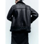 Fall Winter New Fur Integrated Thermal Faux Longsleeved Padded Warm Chic Jacket
